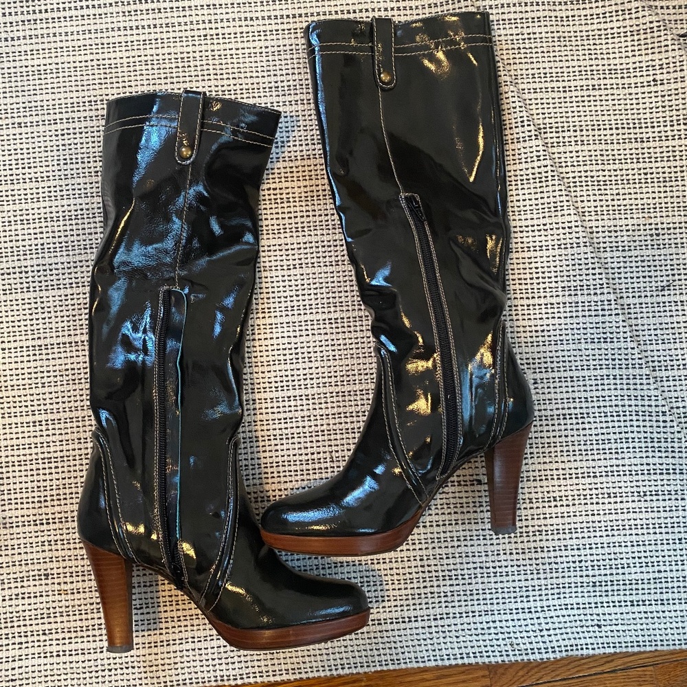 Mosaique par a-bomb leather rain boots